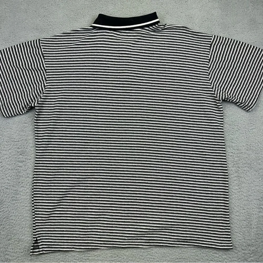 Darlington Raceway Polo Shirt Mens Large Black‎ White Striped NASCAR Racing Zip